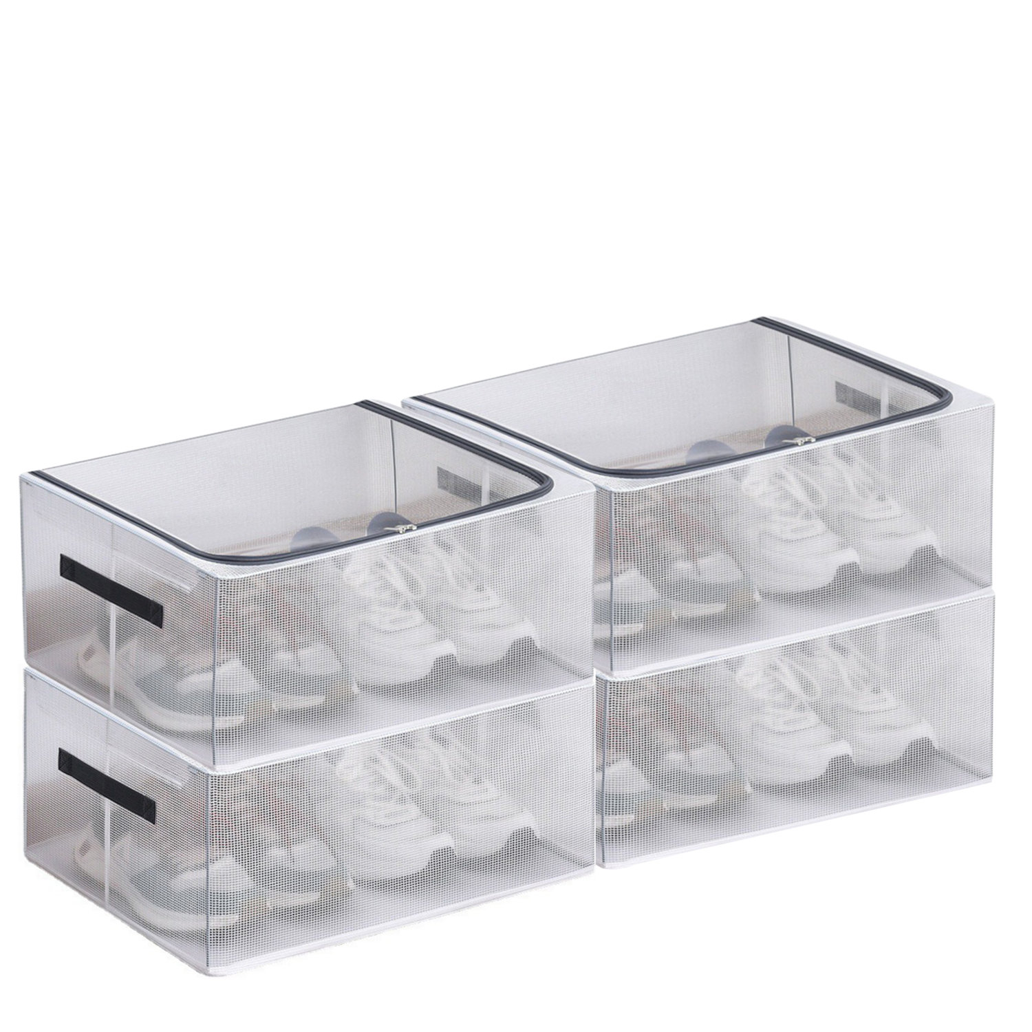 Rebrilliant 4pcs Stackable Shoe Storage Box | Wayfair