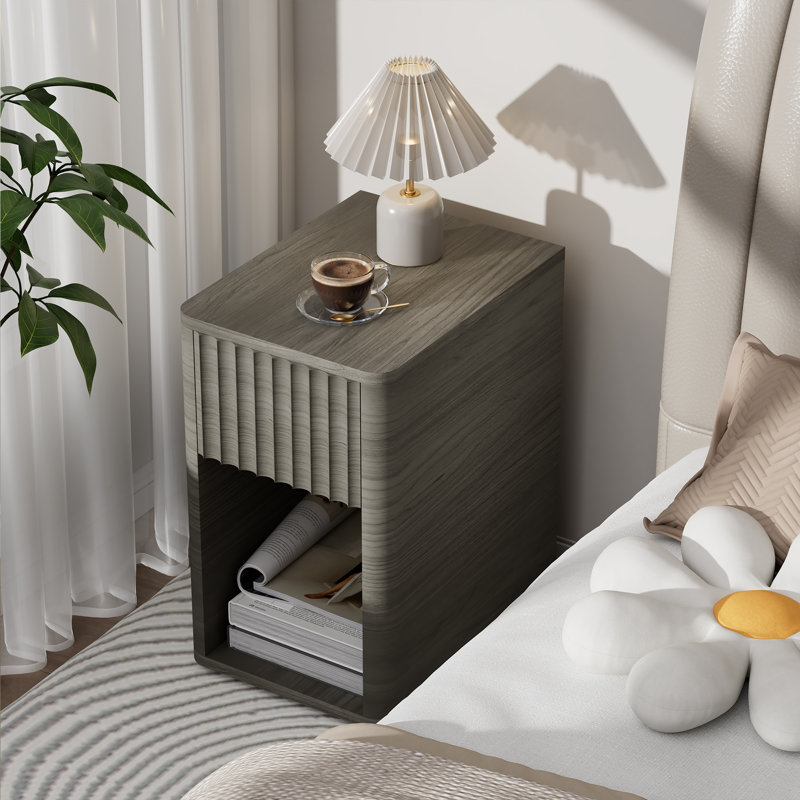 Mid-Century Modern Solid Wood Nightstand With Drawer - Fully Assembled, Brown