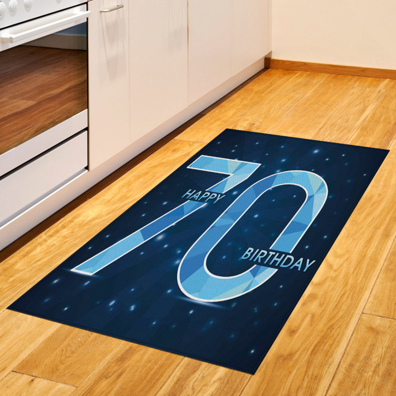 Tapis bleu marine 70th birthday, Rectangle 2 pi 7 po x 5 pi