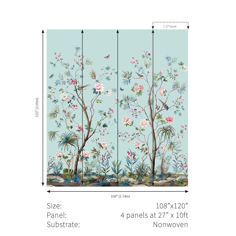 Ashanni Floral Wallpaper, Sky Blue