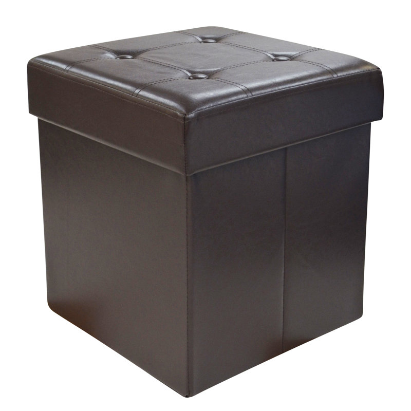 Repose-pieds touffeté de rangement Kewstoke, Similicuir noir