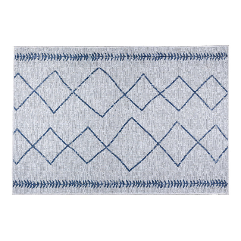 Tapis gris / bleu en sisal tissé à la machine Rectangle Vasques, Rectangle 2 pi 7 po x 4 pi 11 po