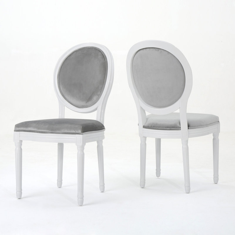 Saratoga 19.25'' H Upholstered Side Chair, Gray, White