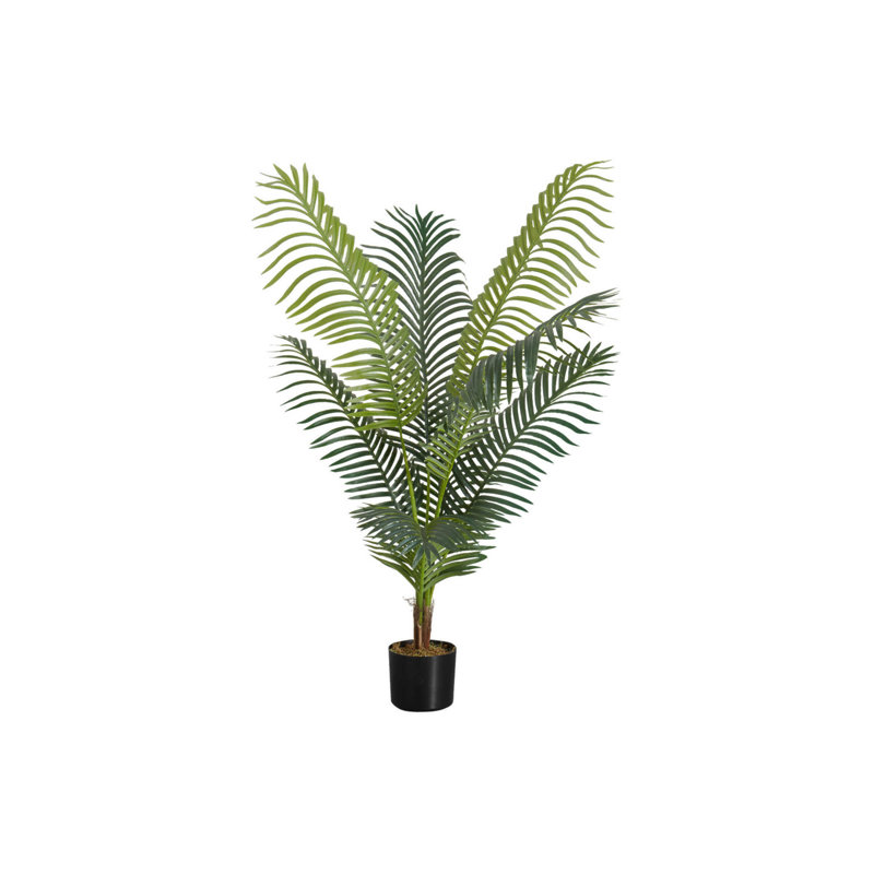 Plante artificielle, 47 po de haut, palmier, intérieur, faux, faux, plancher, verdure, pot, véritable touche, décoratif, feuilles vertes, pot