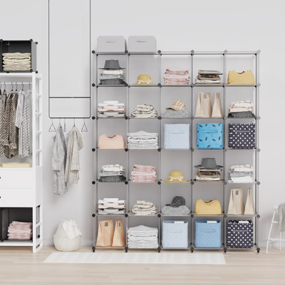 Organisateurs de rangement pour garde-robe, organisateur de rangement pour 16 cubes, organisateur de placard, étagère à cubes pour vêtements, chambre à coucher, chambre d'enfant, salle de bain, garde-robe, porte-vêtements, transparent