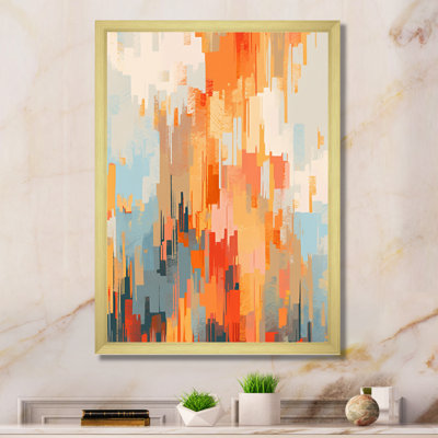 Orange Beige Shattered Realities - Cubism Wall Art