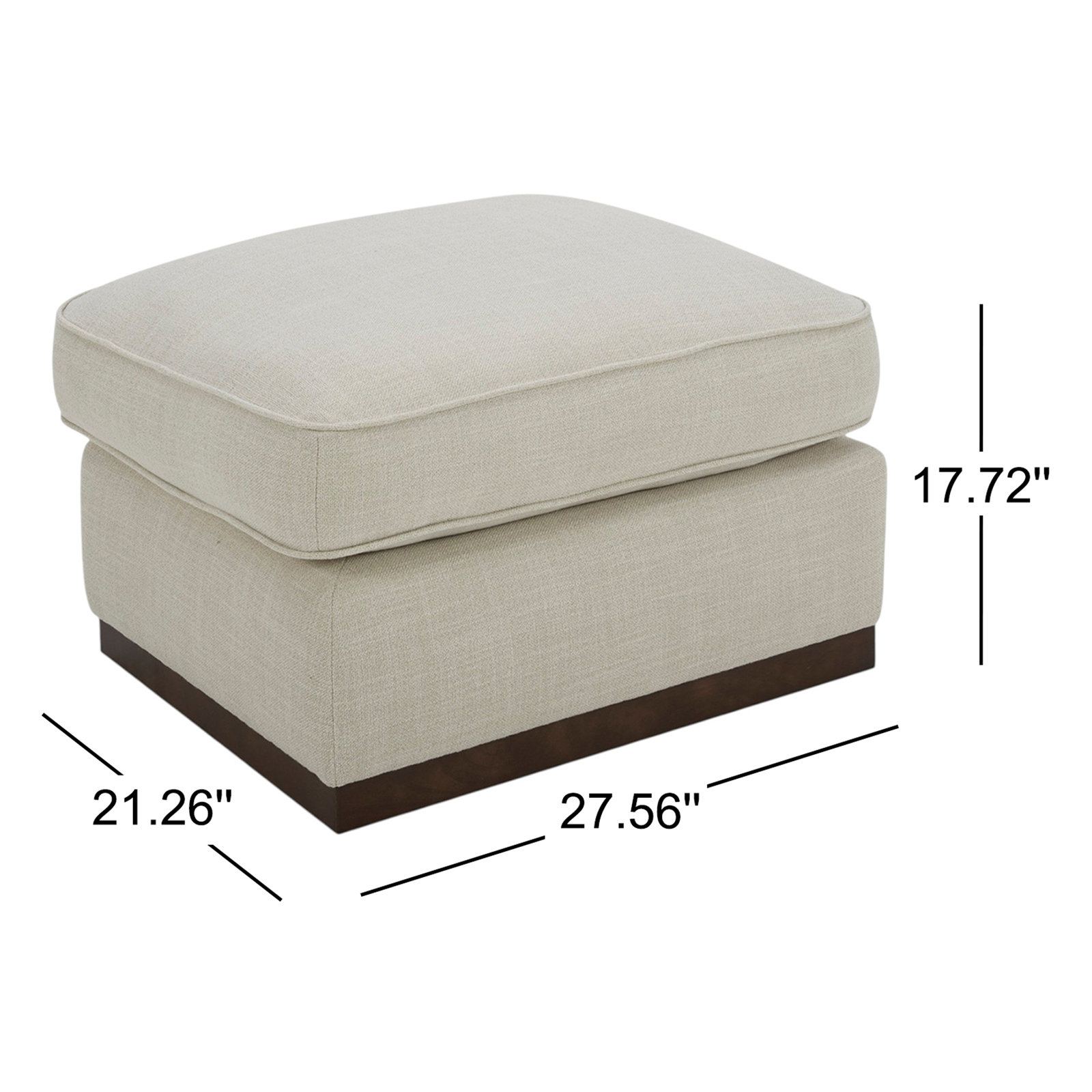 Bobbi 28" Cotton Ottoman, Effie Linen Performance Weave