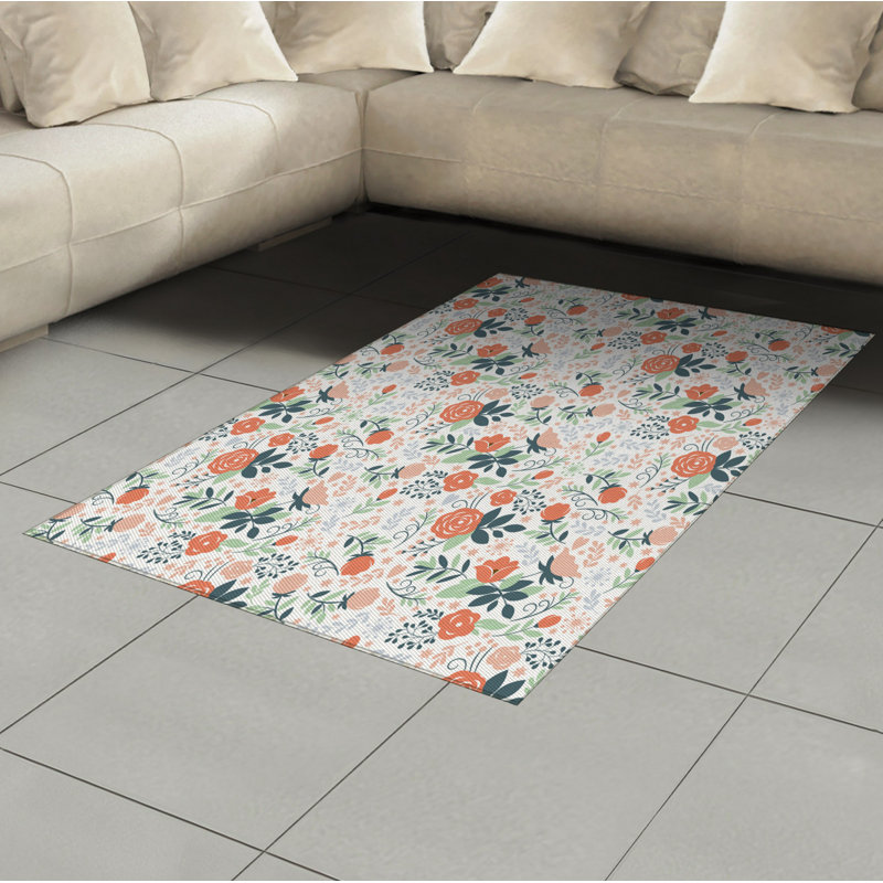 Floral High Density Long Fiber Poly Threads Decorative Area Rug Carpet, Rectangle 2'7" x 5'