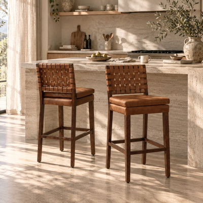 Tabouret de bar en bois massif avec dossier rembourré Modern
