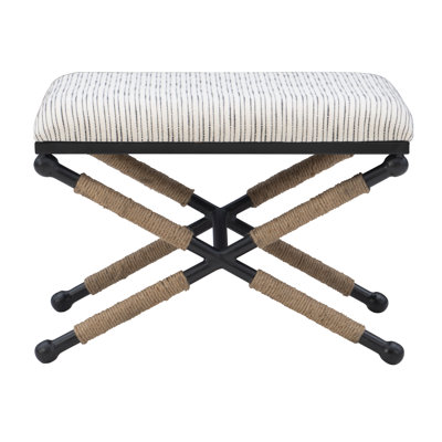 Pippa 24" W Striped Cotton Accent Stool