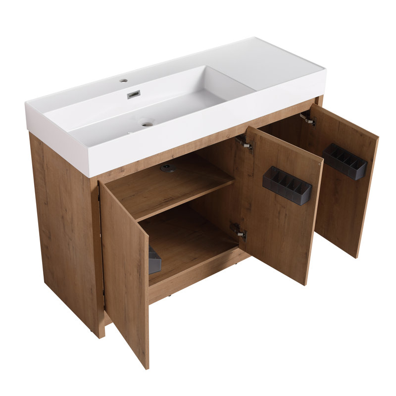 Ensemble de meuble-lavabo simple 48 po avec plateau en résine Chesham, Gauche