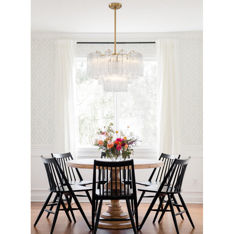 Arras Dimmable Tiered Chandelier, Aged Brass,  Clear, 14.25" H x 22" W x 22" D