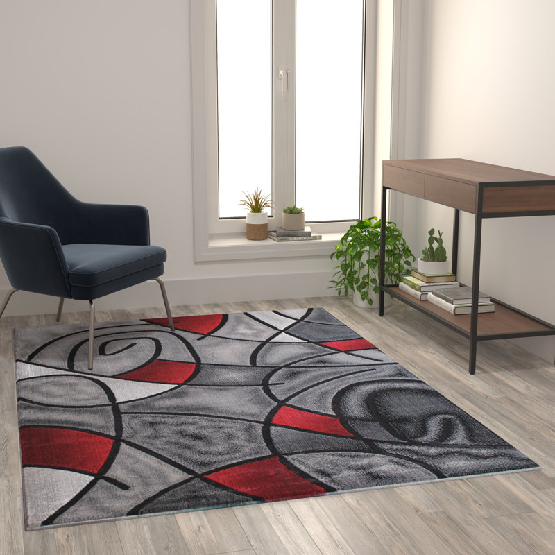 Sioar Modern Abstract Pattern Olefin Accent Area Rug, Rectangle 5' x 7'