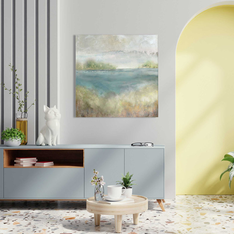 «Sage Expanse» par Carol Robinson - Peinture, L 18 po x H 18 po, Toile tendue