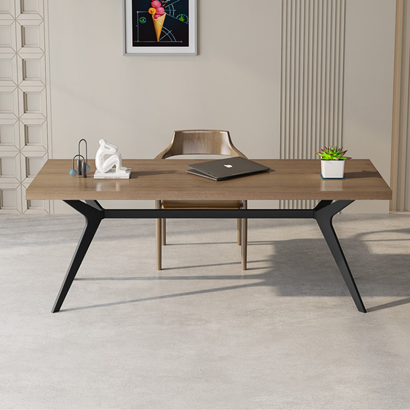 Bureaux rectangulaires en bois massif + fer, Brun, H 29,53 po x l 78,74 po x P 31,5 po