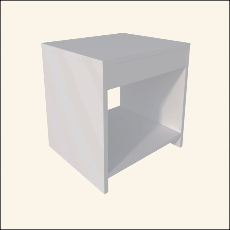 White Nightstand With Open Storage, White