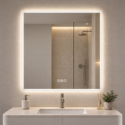 Wall-Mounted Bathroom Mirror with Lights, Fog-free, Inside Bluetooth Speaker