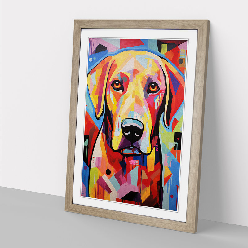 Labrador Retriever Constructivism - Framed Print, 64cm H x 46cm W x 2cm D, Oak