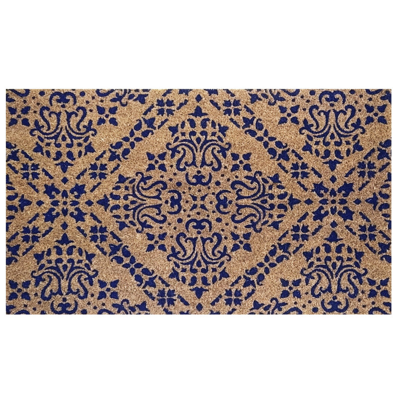 Paillasson en damas bleu, Marine, L 18 po x L 30 po
