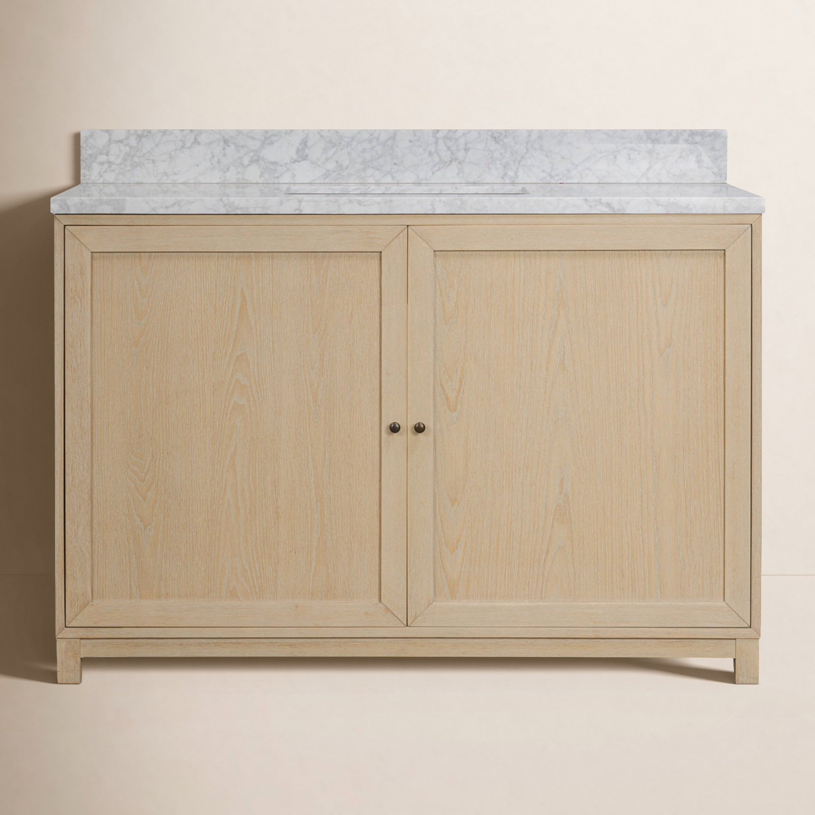 Sonata Single Bathroom Vanity, 48", Satin Bleached Oak Veneer