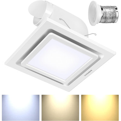 165CFM Ceiling Bathroom Exhaust Fan with 3000K/4500K/6500K LED Light, 3-Colour Light