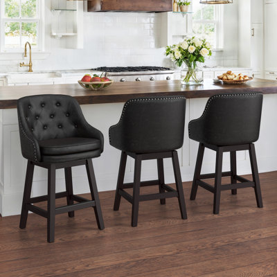 Gehrman 26''H Swivel Counter Height Stools With Solid Wood Frame