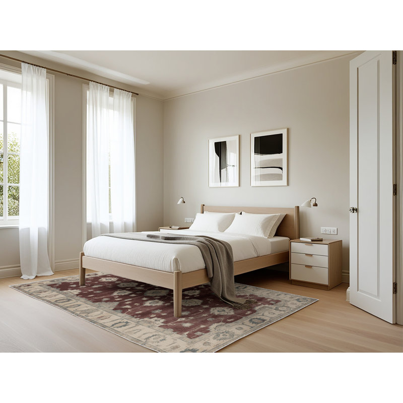 Tapis beige surteint lavable à la machine, Rectangle 5 pi x 7 pi