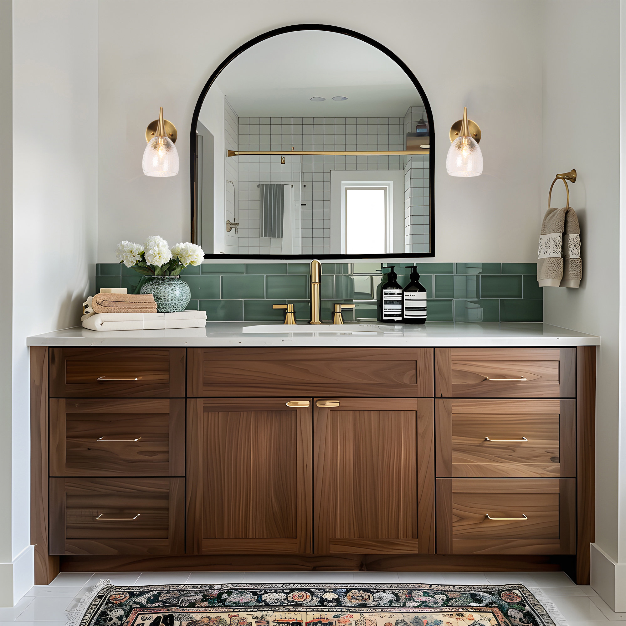 Single Light Glass Iron Dimmable Armed Sconce, Clear