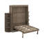 Grand lit escamotable avec bureau convertible, 2 tablettes latérales à 3 niveaux et supports de rangement supplémentaires, armoire murale pivotante en bois-180248672