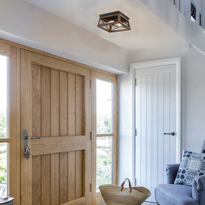 2-Light Flush Mount with Barnwood Accents