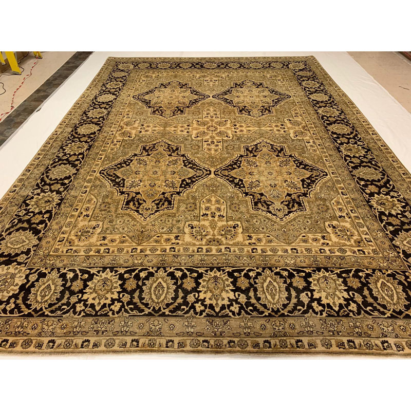 Tapis turc Oushak rétro noué à la main de conception unique 9 pi x 12 pi 8 po Anatolian