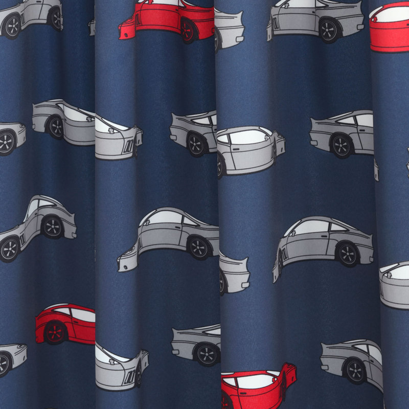 Race Cars Room Darkening Curtain Pair, Navy