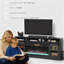 Console télé avec foyer électrique, rangement ouvert et armoires latérales