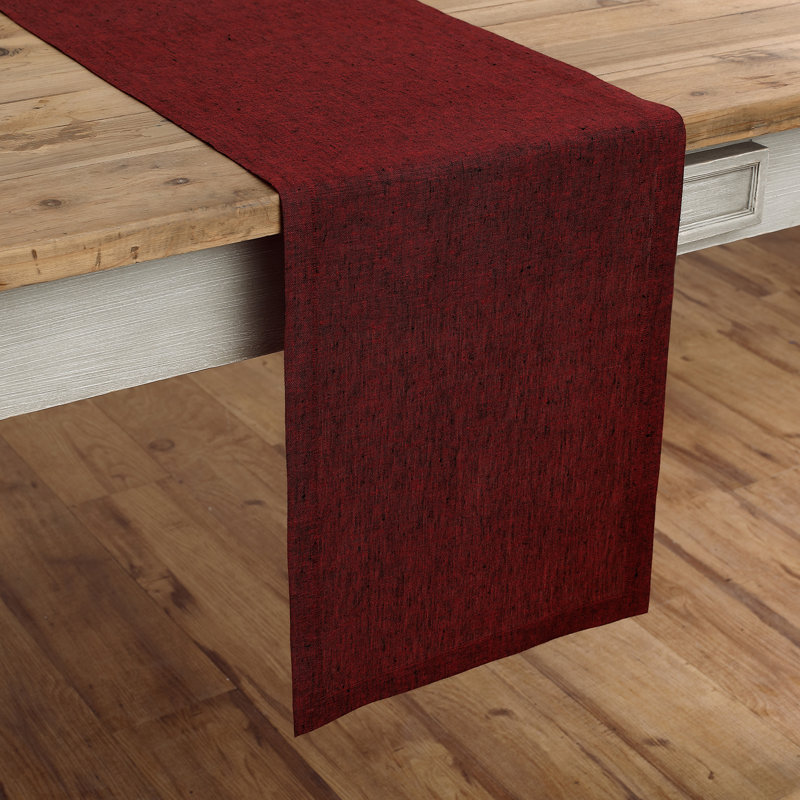 100% Pure Linen Table Runner - Athena, Red Garnet, 156" x 14"
