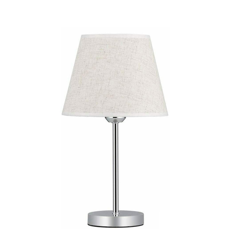 Petite lampe de table avec base en métal argenté et abat-jour en lin, salon de chambre à coucher, ensemble de 2