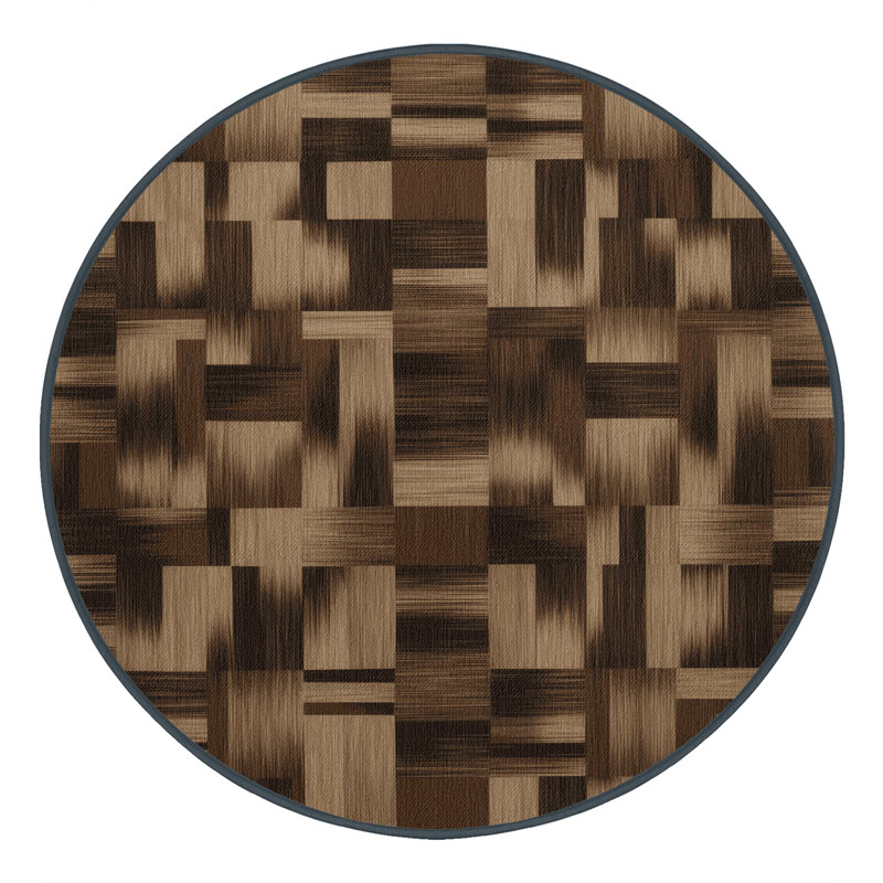 Tapis damier noir lavable à la machine, Rond 4 pi