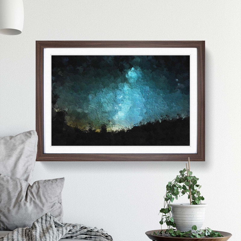 The Milky Way over Switzerland - Picture Frame Painting Print, 48cm H x 65cm W x 2cm D, Walnut Framed