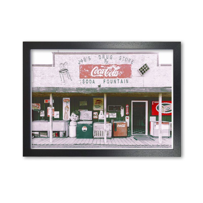 Coca Cola Shop - Print, Black Grain Frame, 30 cm H x 21 cm W x 5 cm D