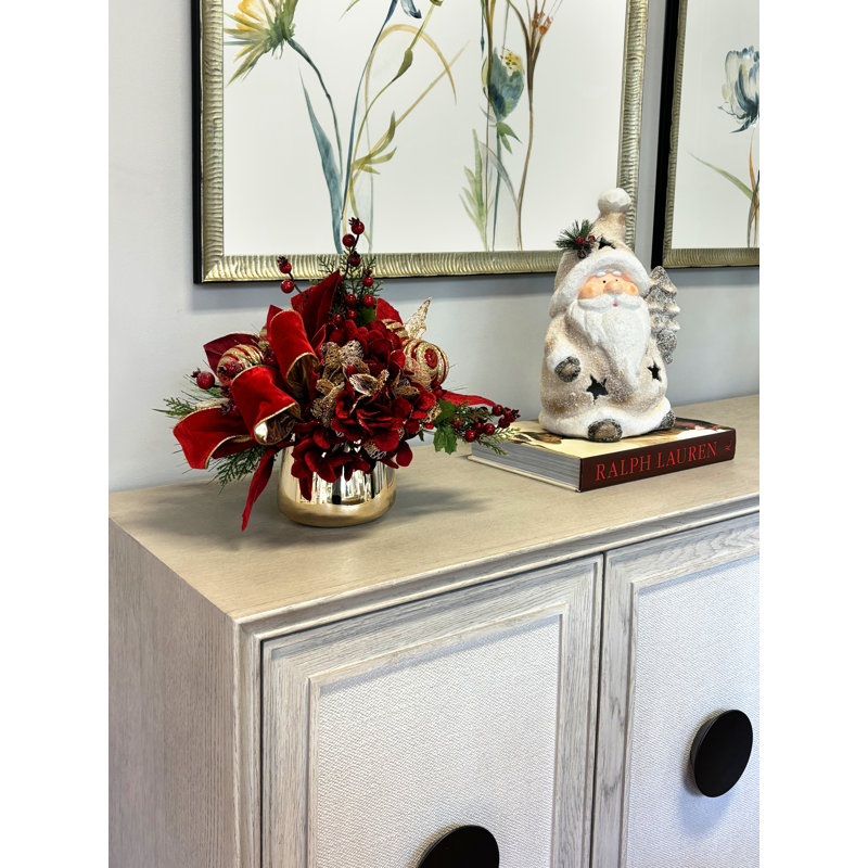 Festive Hydrangea Arrangement, Red
