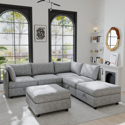 Modular Sectional Sofa, Convertible Sofa Seat With Storage, Sleeper Sectional Sofa Set, Fabric Flexible Modular Combinations For Living Room