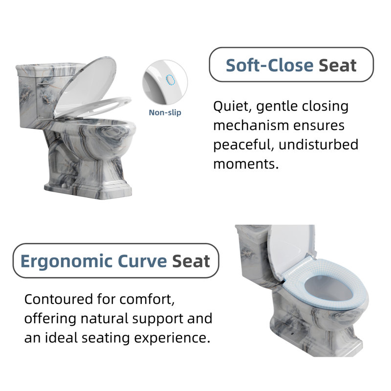 Toilet With Square Base, One-Piece Elongated Toilet, Luxury Toilet For Bathrooms, 12'' Rough-In, Single Flush 1.28 GPF
