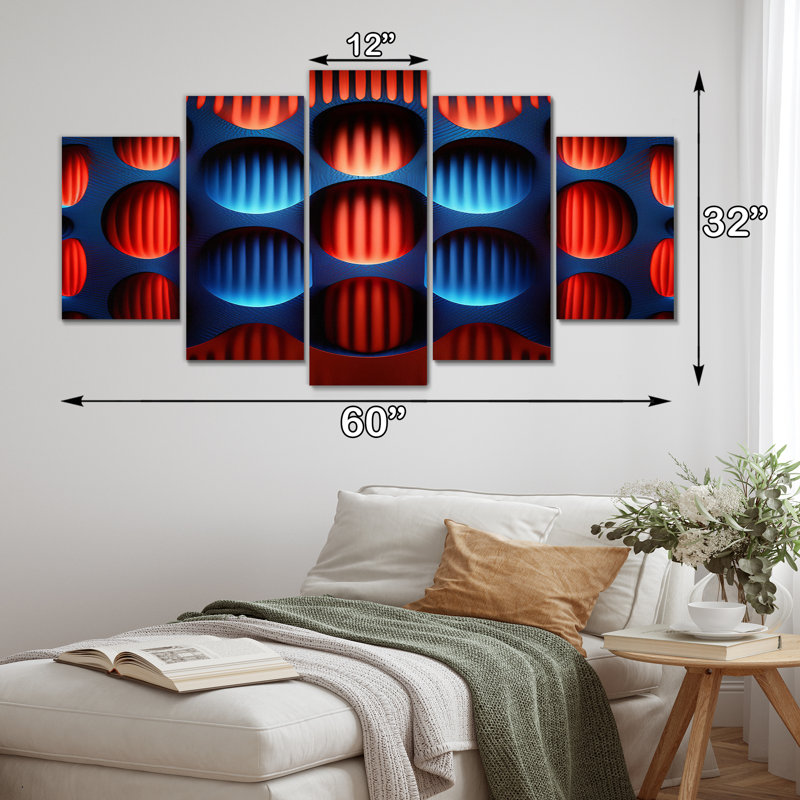Portail Moire Futuristic Matrix III - impression sur toile géométrique moderne - 5 panneaux