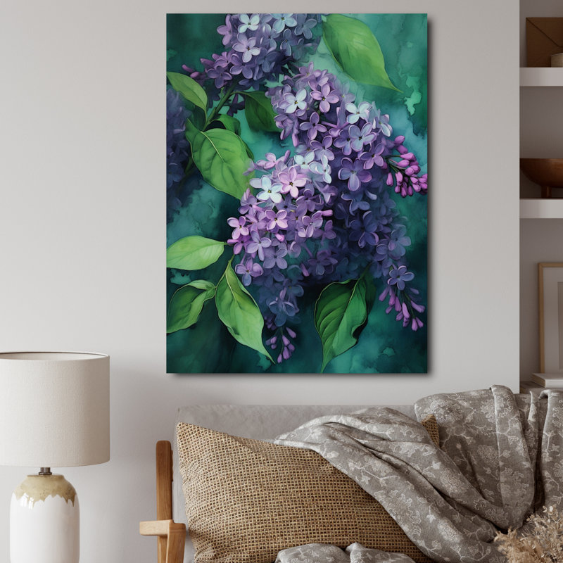 " Green Lilac Blossoms Fragrant I ", 40" H x 30" W x 1.5" D, Wrapped Canvas