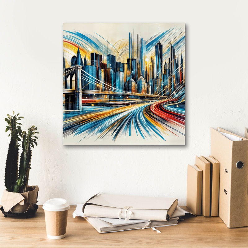 «Abstract New York City» par Rey Klimt, art mural sur toile, H 18 po x l 18 po x P 0,75 po
