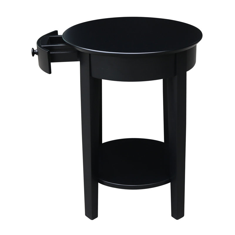 Manatuto Solid Wood End Table with Storage, Black