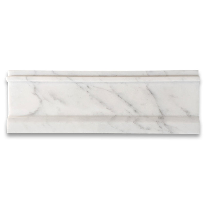 Carrara White Marble 4X12 Plaza Trim Molding Polished
