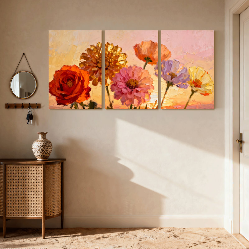 Plantes et fleurs, ensemble de 3 impressions sur toile, H 18 po x l 36 po