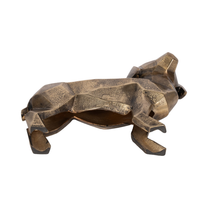 13'' Gold Geometric Metal Dog Figurine
