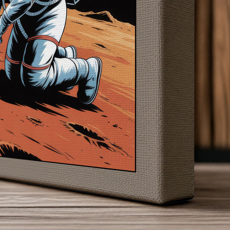 Work the Night Shift on Mars Retro - Wrapped Canvas, 18x12 - 45.7 x 30.5 cm, Taupe Border