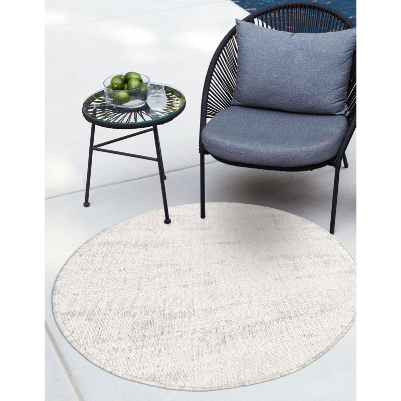 Tapis intérieur / extérieur gris bruxellois, Rond 3 pi 1 po